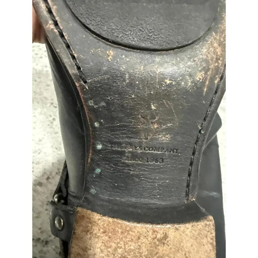 Frye Lindsay Spur Tall Black Leather Harness Riding Boots